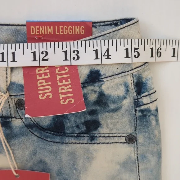 NWT Mossimo Tie Dye Fit 6 Coupe 6 Super Stretch Denim Legging Junior 9 Blue Boho - Picture 13 of 16